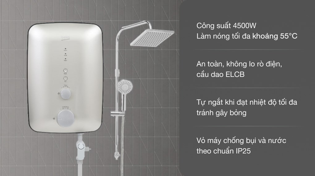 Máy nước nóng trực tiếp Beko 4500W BWI45S1D-242